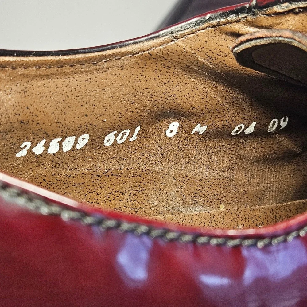 Stacy Adams Paramount Mens Burgundy Patent Leather Bicycle Toe Oxford Shoes 8M